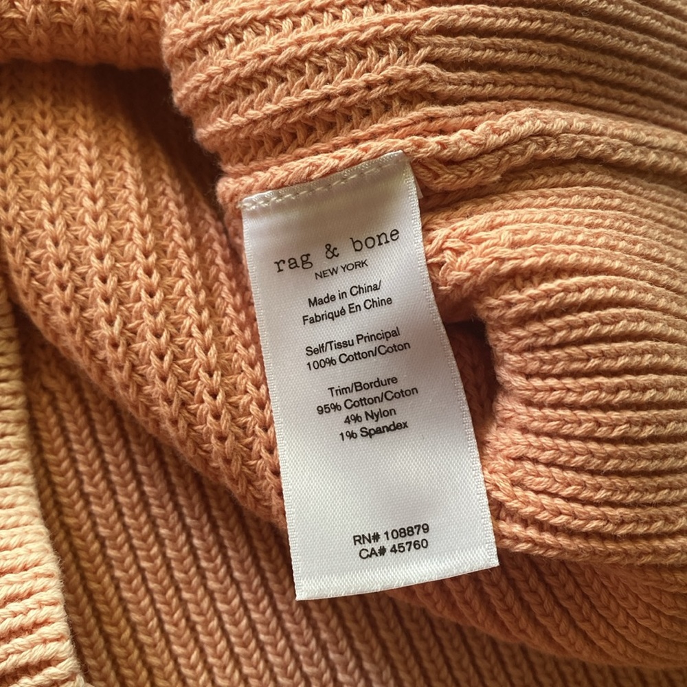 RAG & BONE Dawn Off The Shoulder Knit Sweater Ribbed Trim Pullover Pink - Picture 4 of 5